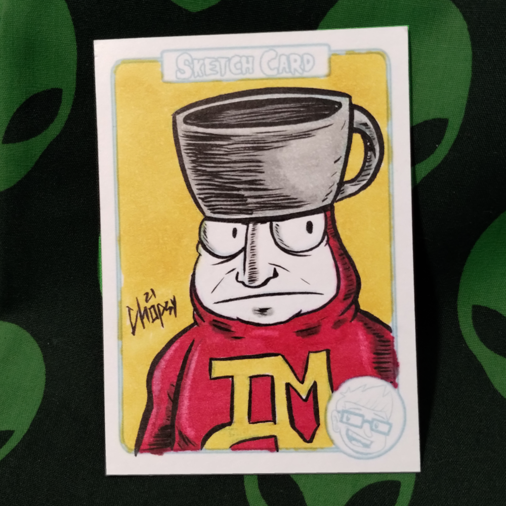 Too Much Coffee Man Sketchcard